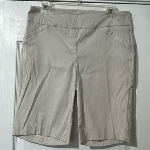Cream and tan striped Bermuda shorts size medium